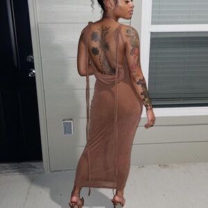 Draped Backless Maxi Dress